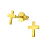 Cross - 925 Sterling Silver Simple Stud Earrings SD35398