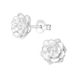 Lotus - 925 Sterling Silver Simple Stud Earrings SD35591