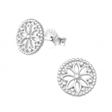 Flower - 925 Sterling Silver Simple Stud Earrings SD36135