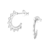 Half Hoop - 925 Sterling Silver Simple Stud Earrings SD36200