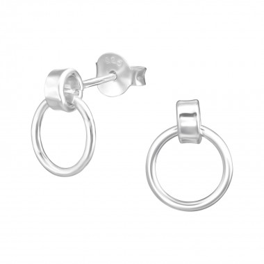 Hanging Circle - 925 Sterling Silver Simple Stud Earrings SD36473