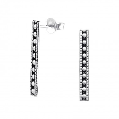 Bar - 925 Sterling Silver Simple Stud Earrings SD36524