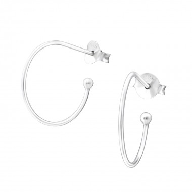 Half Hoop - 925 Sterling Silver Simple Stud Earrings SD36525