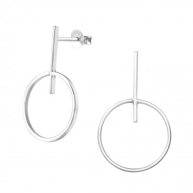 Geometric - 925 Sterling Silver Simple Stud Earrings SD36541