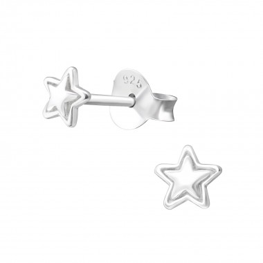 Star - 925 Sterling Silver Simple Stud Earrings SD36634