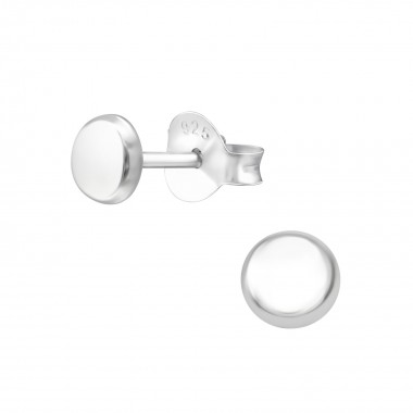 Round - 925 Sterling Silver Simple Stud Earrings SD36635
