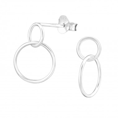 Hanging Circle - 925 Sterling Silver Simple Stud Earrings SD36636