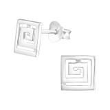 Square - 925 Sterling Silver Simple Stud Earrings SD36684