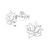 Lotus - 925 Sterling Silver Simple Stud Earrings SD36685