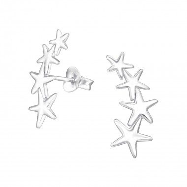 Stars - 925 Sterling Silver Simple Stud Earrings SD36695