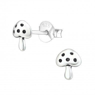 Mushroom - 925 Sterling Silver Simple Stud Earrings SD36899