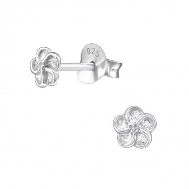 Flower - 925 Sterling Silver Simple Stud Earrings SD36901