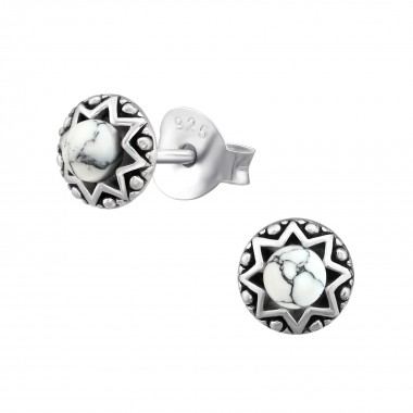 Round - 925 Sterling Silver Simple Stud Earrings SD36906