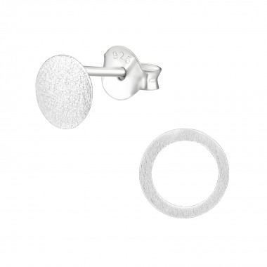 Round - 925 Sterling Silver Simple Stud Earrings SD36946