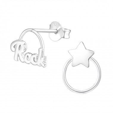 Rock Star - 925 Sterling Silver Simple Stud Earrings SD36951