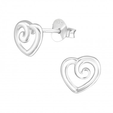 Heart - 925 Sterling Silver Simple Stud Earrings SD37180