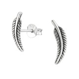 Leaf - 925 Sterling Silver Simple Stud Earrings SD37182