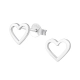 Empty Heart - 925 Sterling Silver Simple Stud Earrings SD37250