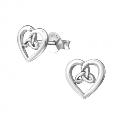 Celtic Heart - 925 Sterling Silver Simple Stud Earrings SD37324