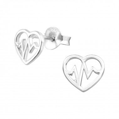 Heartbeat - 925 Sterling Silver Simple Stud Earrings SD37499