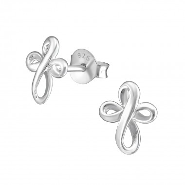 Cross - 925 Sterling Silver Simple Stud Earrings SD37589