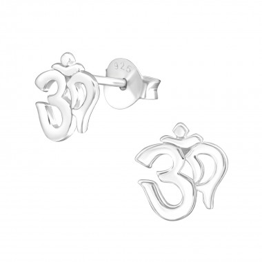 Om Symbol - 925 Sterling Silver Simple Stud Earrings SD37748