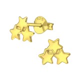 Triple Star - 925 Sterling Silver Simple Stud Earrings SD37749