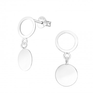 Hanging Round - 925 Sterling Silver Simple Stud Earrings SD37753