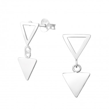 Hanging Triangle - 925 Sterling Silver Simple Stud Earrings SD37755