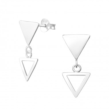 Hanging Triangle - 925 Sterling Silver Simple Stud Earrings SD37756