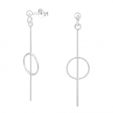 Hanging Geometric - 925 Sterling Silver Simple Stud Earrings SD37840