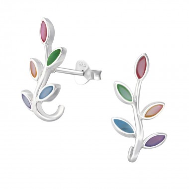 Olive Branch - 925 Sterling Silver Simple Stud Earrings SD37847