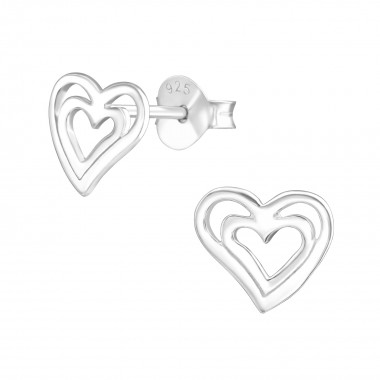 Heart - 925 Sterling Silver Simple Stud Earrings SD38175