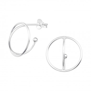 Geometric - 925 Sterling Silver Simple Stud Earrings SD38346