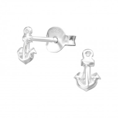 Anchor - 925 Sterling Silver Simple Stud Earrings SD38347
