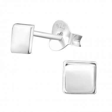 Square - 925 Sterling Silver Simple Stud Earrings SD38383