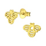 Bee - 925 Sterling Silver Simple Stud Earrings SD38408