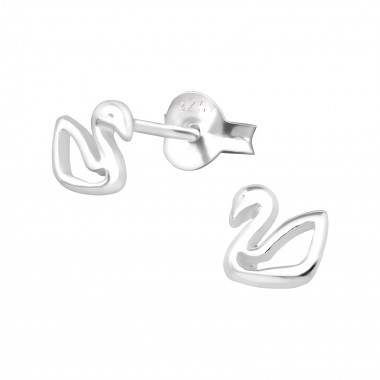 Swan - 925 Sterling Silver Simple Stud Earrings SD38490
