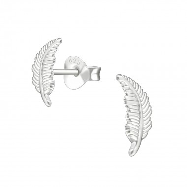 Feather - 925 Sterling Silver Simple Stud Earrings SD38532