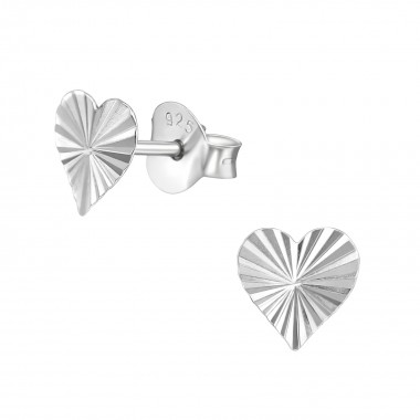Heart - 925 Sterling Silver Simple Stud Earrings SD38606