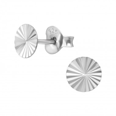 Round - 925 Sterling Silver Simple Stud Earrings SD38642