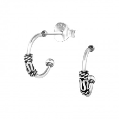Bali Half Hoops - 925 Sterling Silver Simple Stud Earrings SD38643