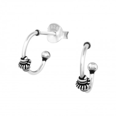 Bali Half Hoops - 925 Sterling Silver Simple Stud Earrings SD38648