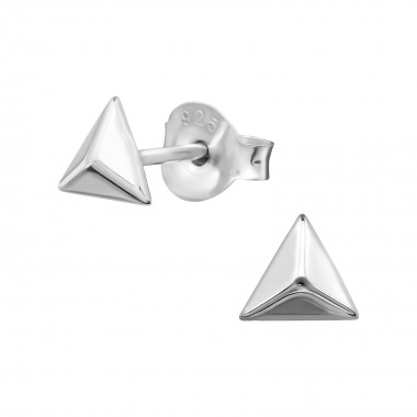 Pyramid - 925 Sterling Silver Simple Stud Earrings SD38653