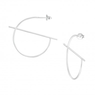 Geometric - 925 Sterling Silver Simple Stud Earrings SD38679
