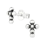 Cross - 925 Sterling Silver Simple Stud Earrings SD38782