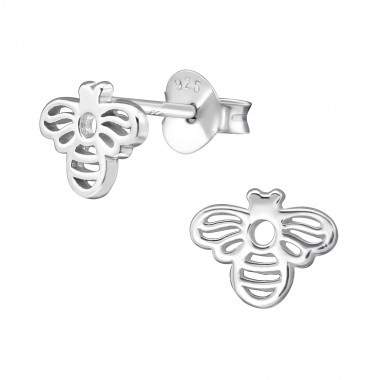 Bee - 925 Sterling Silver Simple Stud Earrings SD38881