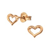 Heart - 925 Sterling Silver Simple Stud Earrings SD38884