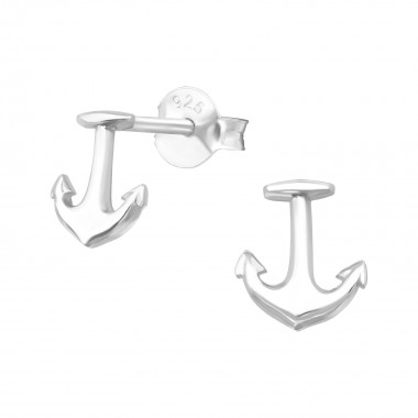 Anchor - 925 Sterling Silver Simple Stud Earrings SD38894
