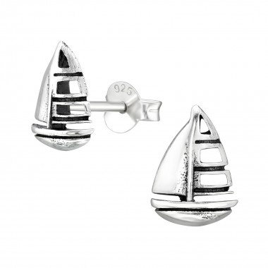 Sailboat - 925 Sterling Silver Simple Stud Earrings SD38895